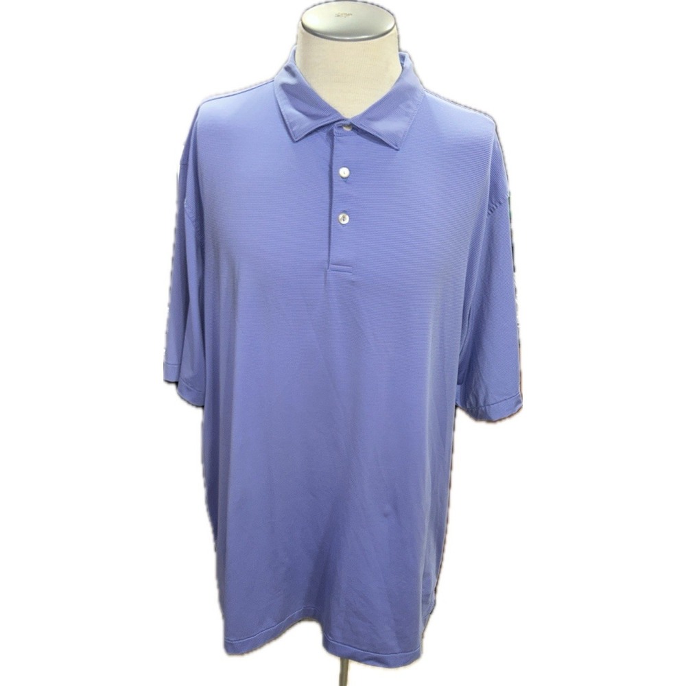peter millar summer comfort polo Shirt Mens 2XL Blue Striped Golf Short Sleeves